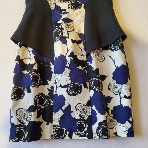 NEW Black Halo Dress Women 2 Jackie O Retro Blue Rose Stretch Cocktail Wedding S - Picture 6 of 14